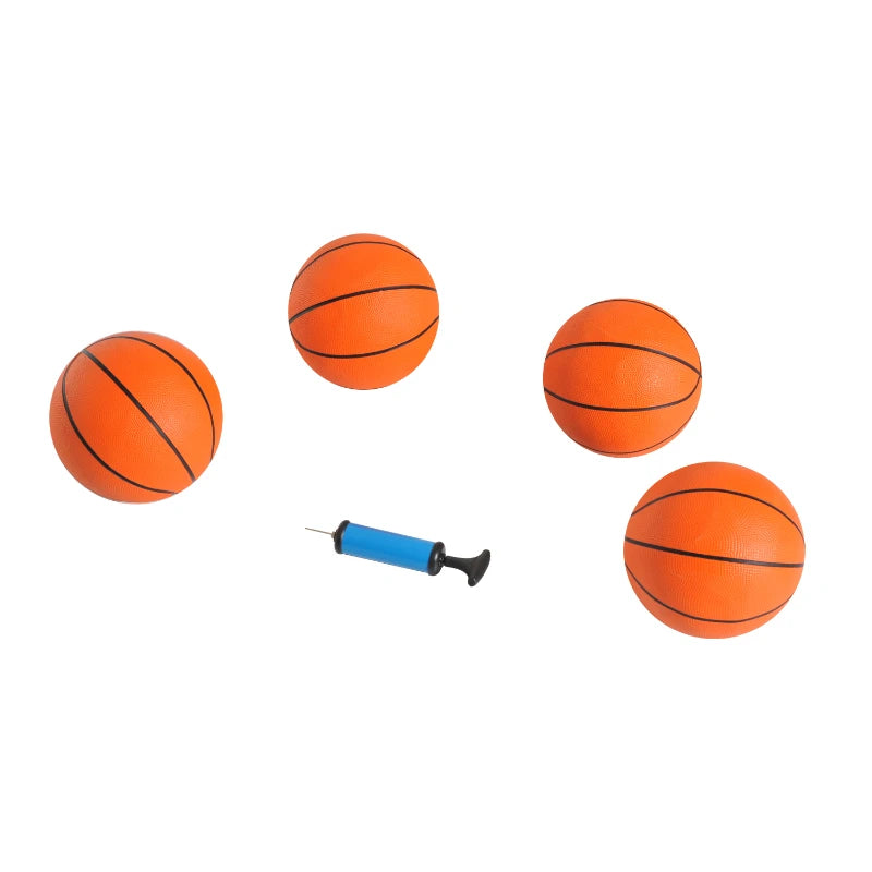 Conjunto de Cestos de Basquetebol Dobráveis e Portáteis - Cor: Preto e Branco – Aço – 205 x 110 x 205 cm