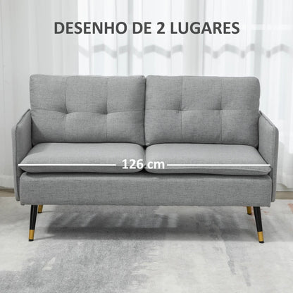 Sofá Caria de 2 Lugares - Cinzento - Design Moderno