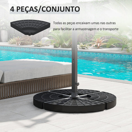  - Cor: Preto; - Material: HDPE; - Medidas: 48x48x8 cm (CxLxA); - Capacidade cada peça: 13 kg de água, 15 kg de areia e 17,5 kg ambos; - Referência: 84D - 061 - Leva - Me - Contigo