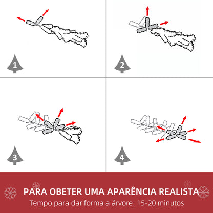 HOMCOM Árvore de Natal Artificial 120cm com Neve Ignífugo com 200 Ramos Folhas de PVC Base Dobrável e Suporte Metálico Decoração de Natal para Interiores Verde