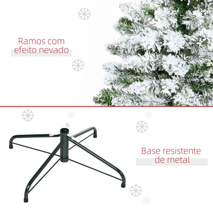 HOMCOM Árvore de Natal Artificial 120cm com Neve Ignífugo com 200 Ramos Folhas de PVC Base Dobrável e Suporte Metálico Decoração de Natal para Interiores Verde