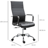 Vinsetto Cadeira de Escritório Ergonômica Giratoria 360° Inclinável com Altura Ajustável Rodas Apoio de Braços 54x62x104-114 cm Preto