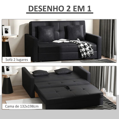 Sofá Cama Oslo com Armazenamento - Cor Cinza Carvão - 152x101x81cm / 132x198x35cm - Design Moderno