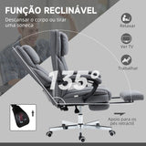 Vinsetto Cadeira de Escritório com 6 Pontos de Massagem por Vibração Cadeira de Escritório Reclinável com Altura Ajustável Controlo Remoto Encosto Alto e Apoio para a Cabeça 65x61x101-113 cm Cinza