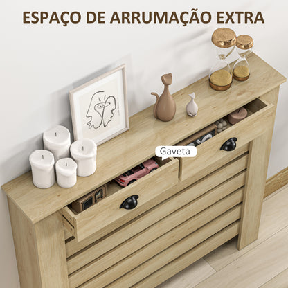 Cobertura para Radiador com Gavetas Cobertura para Radiador de MDF para Sala de Estar Dormitório Corredor 111x19x95,5 cm Carvalho