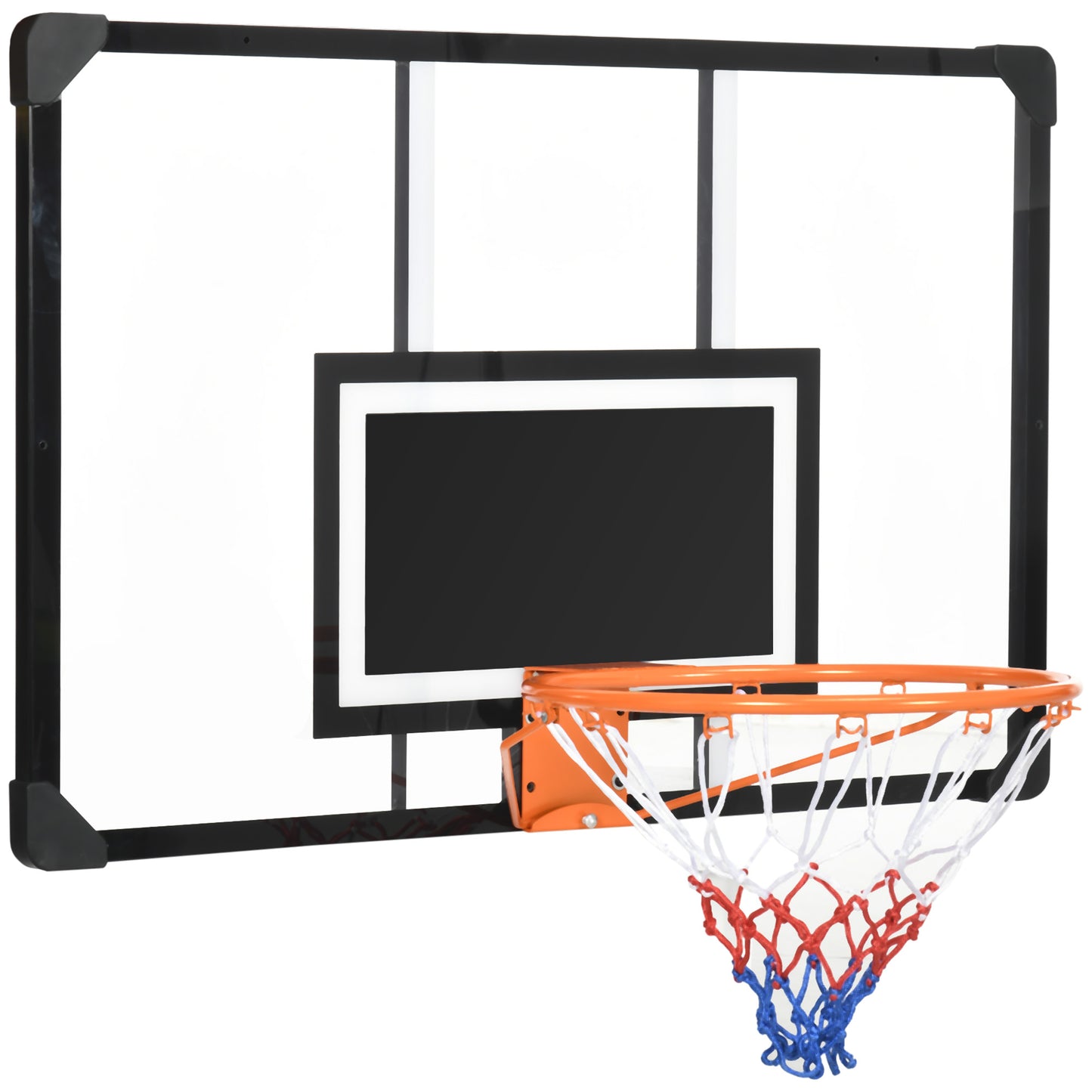 SPORTNOW Tabela de Basquetebol com Rede Tabela de Basquetebol de Parede com Quadro e Estrutura de Aço para Utilização em Interiores e Exteriores 113x61x73 cm Preto