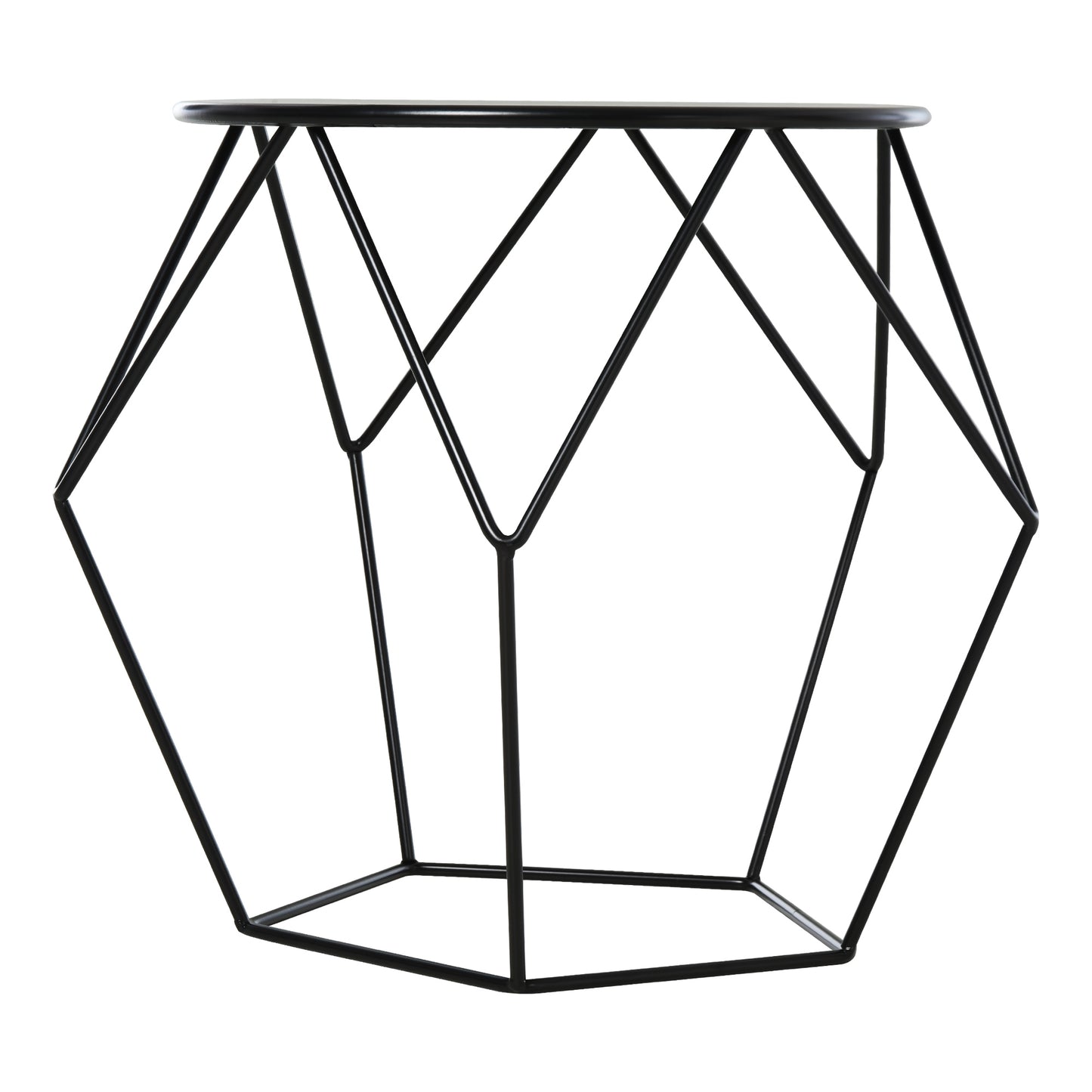 HOMCOM Mesa de Centro de Metal Estilo Moderna Mesa de Apoio Redonda para Sala de Estar Escritório 51x51x44 cm Preto