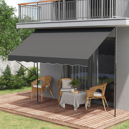 Outsunny Toldo Manual Retrátil 300x170x200-290cm Toldo Ajustável com Manivela Proteção Solar UV40+ para Varanda Jardim Cinza