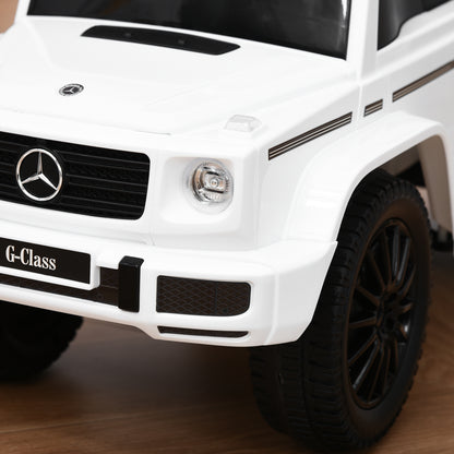 HOMCOM Carro Andador para Bebés de 12 a 36 Meses Carro Andador com Licença Mercedes G350 com Compartimento de Arrumação e Volante Carga 25 kg 62,5x28,5x45 cm Branco