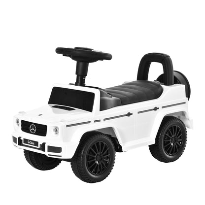 HOMCOM Carro Andador para Bebés de 12 a 36 Meses Carro Andador com Licença Mercedes G350 com Compartimento de Arrumação e Volante Carga 25 kg 62,5x28,5x45 cm Branco