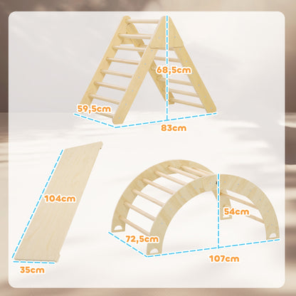 AIYAPLAY Triangulo de Escalada de Madeira Escalada para Crianças de 18-48 Meses com Rampa e Arco de Aprendizagem 219x72,5x68,5 cm Madeira