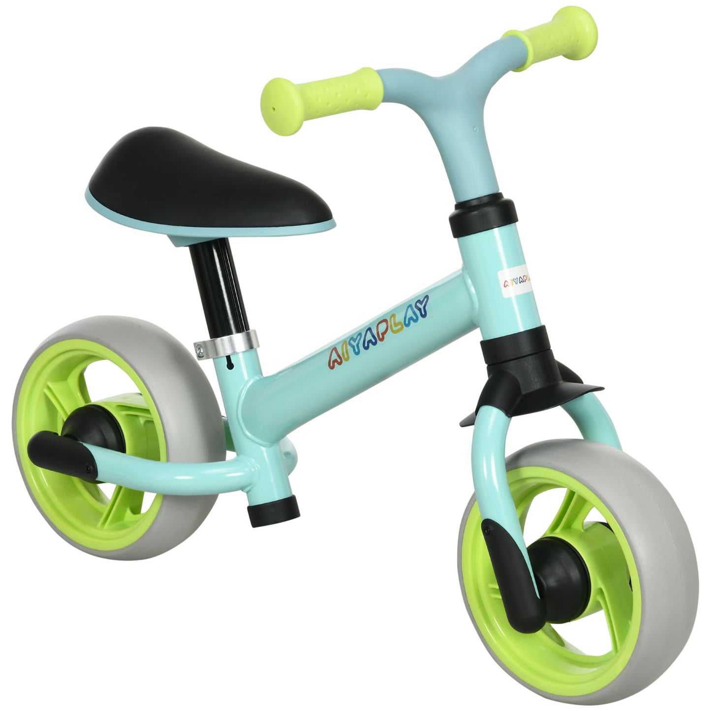 AIYAPLAY Bicicleta sem Pedais para Crianças de 18-48 Meses Bicicleta de Equilíbrio com Assento Ajustável em Altura Carga 25 kg 66,5x34x47 cm Verde