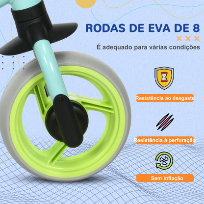 AIYAPLAY Bicicleta sem Pedais para Crianças de 18-48 Meses Bicicleta de Equilíbrio com Assento Ajustável em Altura Carga 25 kg 66,5x34x47 cm Verde