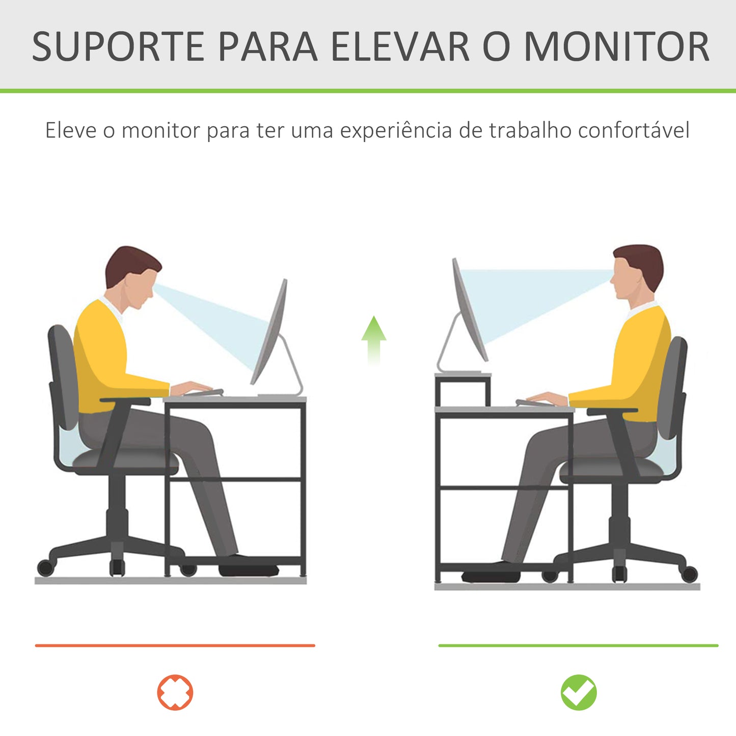 HOMCOM Suporte para Monitor de Bambu Organizador de Escritório para Monitor Portátil 48x25,5x11,5 cm Madeira