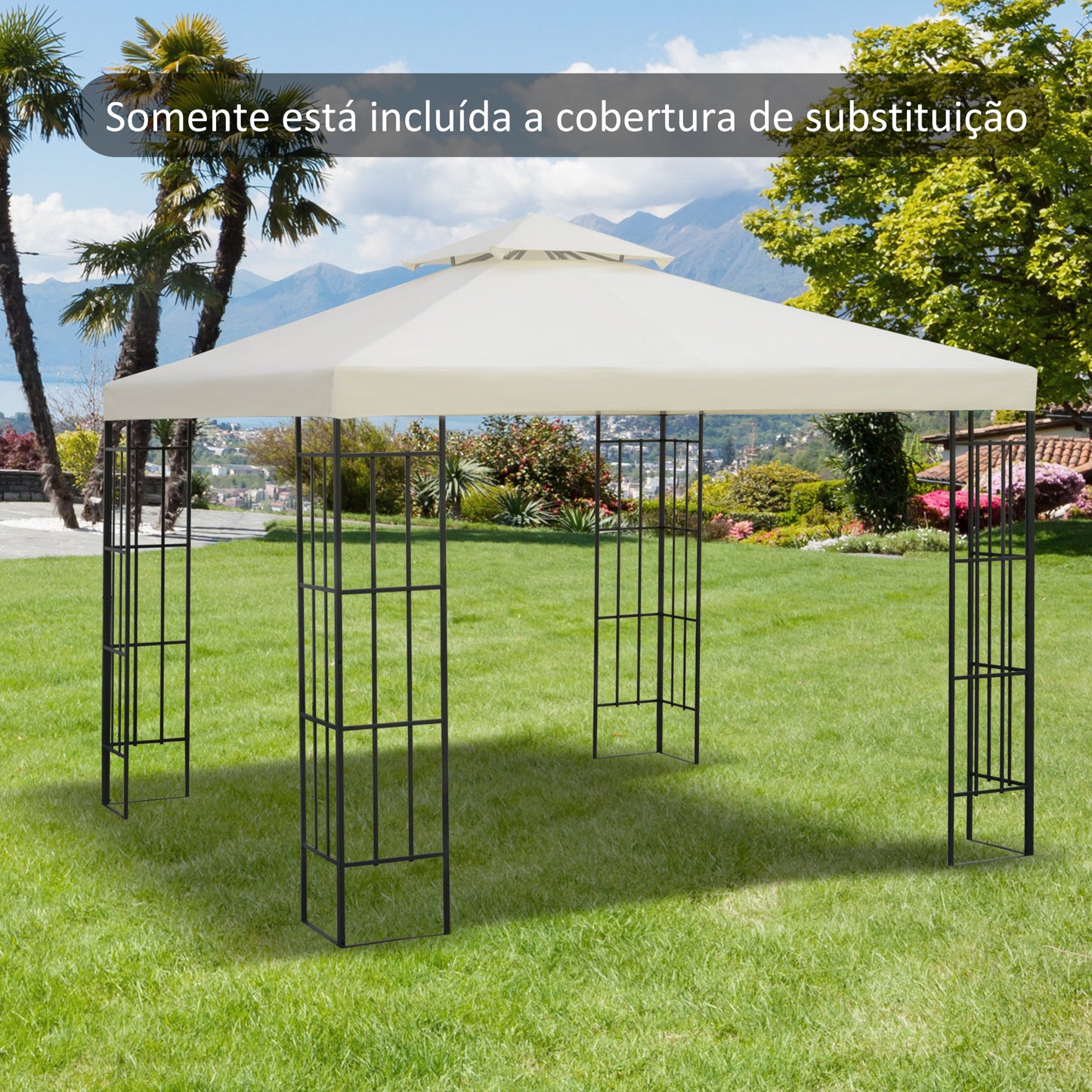 Outsunny Toldo de Substituição 3x3m para Pérgolas Toldo de Substituição de Pérgolas de Jardim Creme