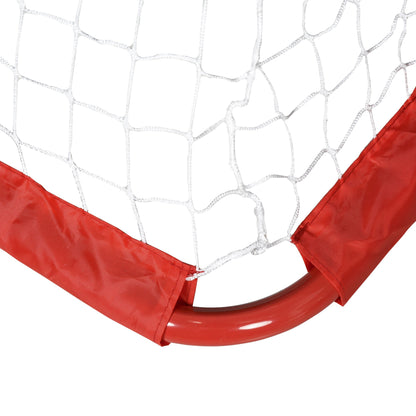 HOMCOM Conjunto de 2 balizas de futebol dobráveis com rede Tetrolon para a prática de futebol 90x36x 60cm vermelho