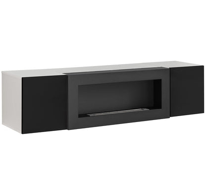 Armario colgante con chimenea  modelo Kaira lumbre (160x40cm) en blanco y negro