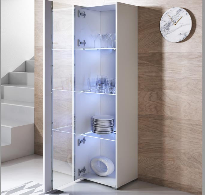 Vitrine Rialba de 167cm com Luzes LED - Branco - Design Moderno