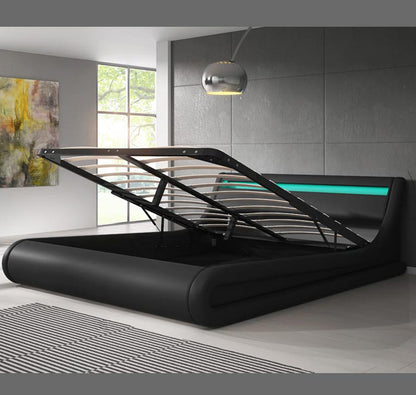 Cama de matrimonio con canapé Patricia en color negro (140x190cm)