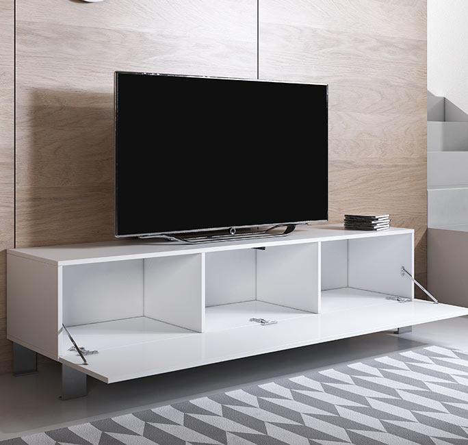 Mueble TV modelo Leiko H2 (160x42cm) color blanco con patas de aluminio