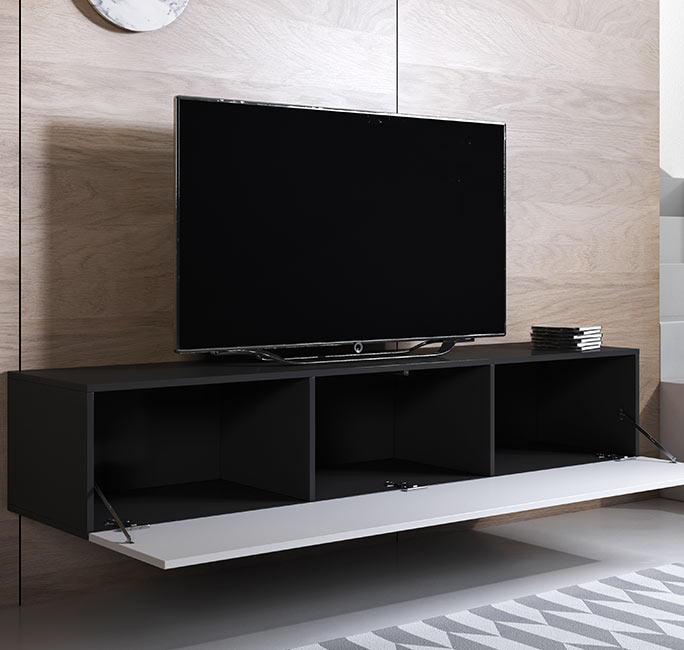 Mueble TV modelo Leiko H2 (160x30cm) color negro y blanco