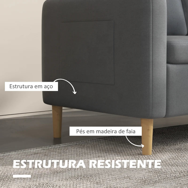 Sofá Outa de 2 Lugares Estofado em MicroFibra com 2 Bolsos Laterais - Design Moderno