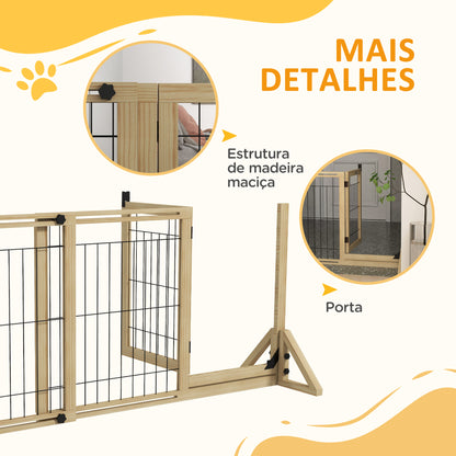 PawHut Barreira de Segurança para Cães de Madeira Barreira para Animais de Estimação Extensível de 2 Painéis com Pés de Apoio Triangular para Porta Corredor Escada 112-159x44x70 cm Madeira