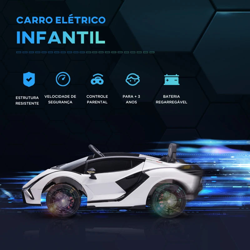 Carro Elétrico Lamborghini SIAN 12V com Controlo Remoto - Branco