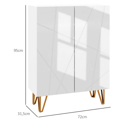 HOMCOM Móvel Sapateira de Entrada Armário Sapateira com Prateleiras Ajustáveis para 15-20 Pares de Sapatos para Corredor Entrada 72x31,5x95 cm Branco