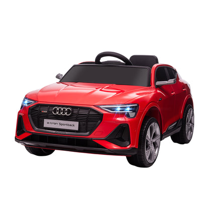 HOMCOM Carro Elétrico Audi E-Tron 12V para Crianças acima de 3 Anos com Controle Remoto Faróis Buzina Música MP3 TF USB e Abertura da Porta 3-8km/h 108x60x47cm Vermelho