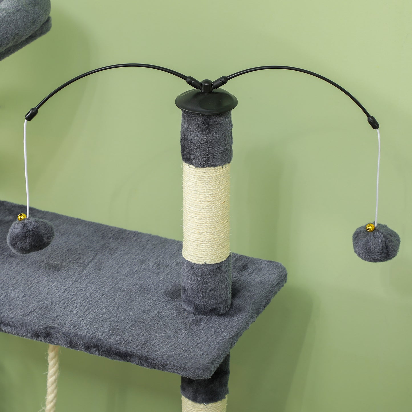 PawHut Arranhador para Gatos 134 cm Torre de Arranhar para Gatos com Caverna Plataformas Bolas de Jogar e Postes de Sisal 124,5x40x134 cm Cinza Escuro