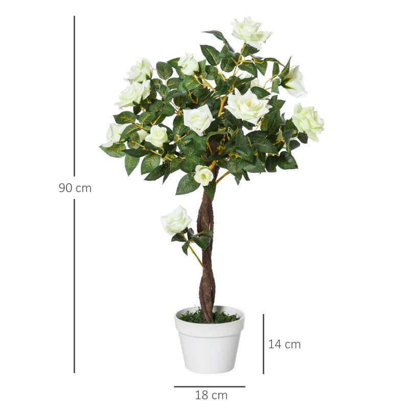 Planta Artificial Rosa Branca de 90cm