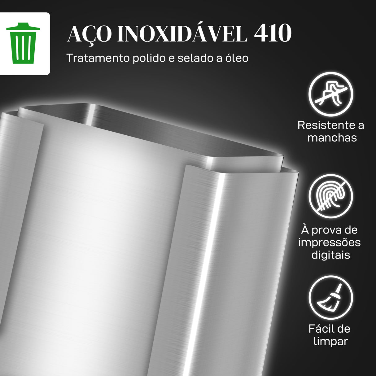 HOMCOM Balde de Lixo de Cozinha com 2 Compartimentos 2x20L Cubo de Lixo de Aço Inoxidável com Pedal Fechamento Suave e Cubo Amovível para Escritório Cozinha Prata