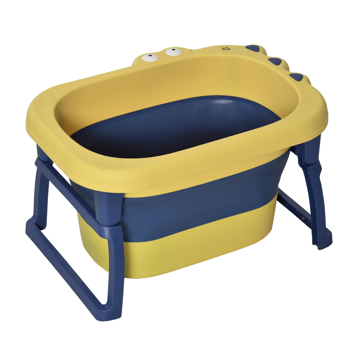 HOMCOM Banheira Dobrável para Bebé de 0-6 Anos Capacidade 105L Banheira Portátil para Crianças com Pés Antiderrapantes e Orifício de Drenagem Carga Máxima 50kg 75,3x55,4x43cm Amarelo e Azul