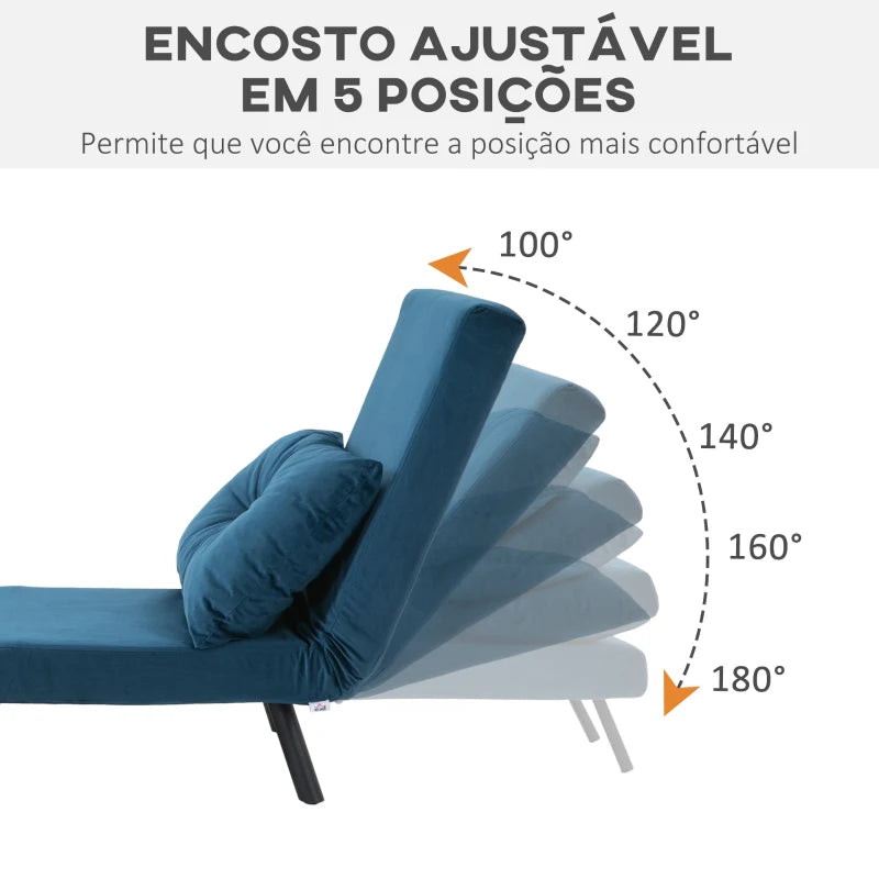 Poltrona-Cama Lopez com Encosto Ajustável - Azul - Design Moderno