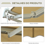 Outsunny Toldo Manual Dobrável de Alumínio Toldo para Varanda com Ângulo Ajustável e Manivela para Exterior Jardim 295x250 cm Bege