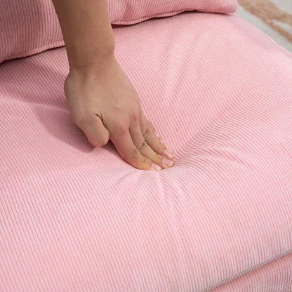 Poltrona Dutti em Veludo Cotelê com Apoio de Pés Reclinável - Rosa - Design Moderno