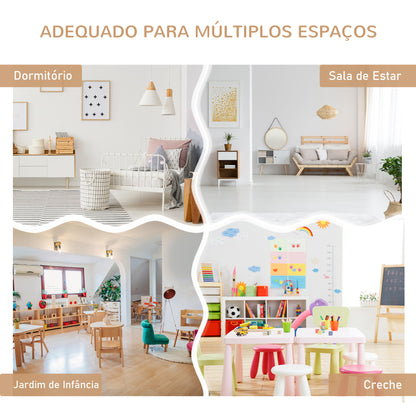 Conjunto Infantil de Mesa 2 Cadeiras e Banco com Armazenamento Móveis Infantil para Sala de Jogos Dormitório Branco e Natural