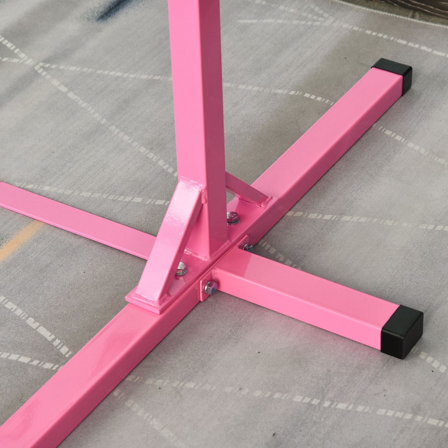 HOMCOM Barra de Ginástica para Crianças acima de 3 Anos Barra de Treino com Altura Ajustável 92-150 cm Barra Horizontal de Ginástica Carga 75 kg 197x121x150 cm Rosa