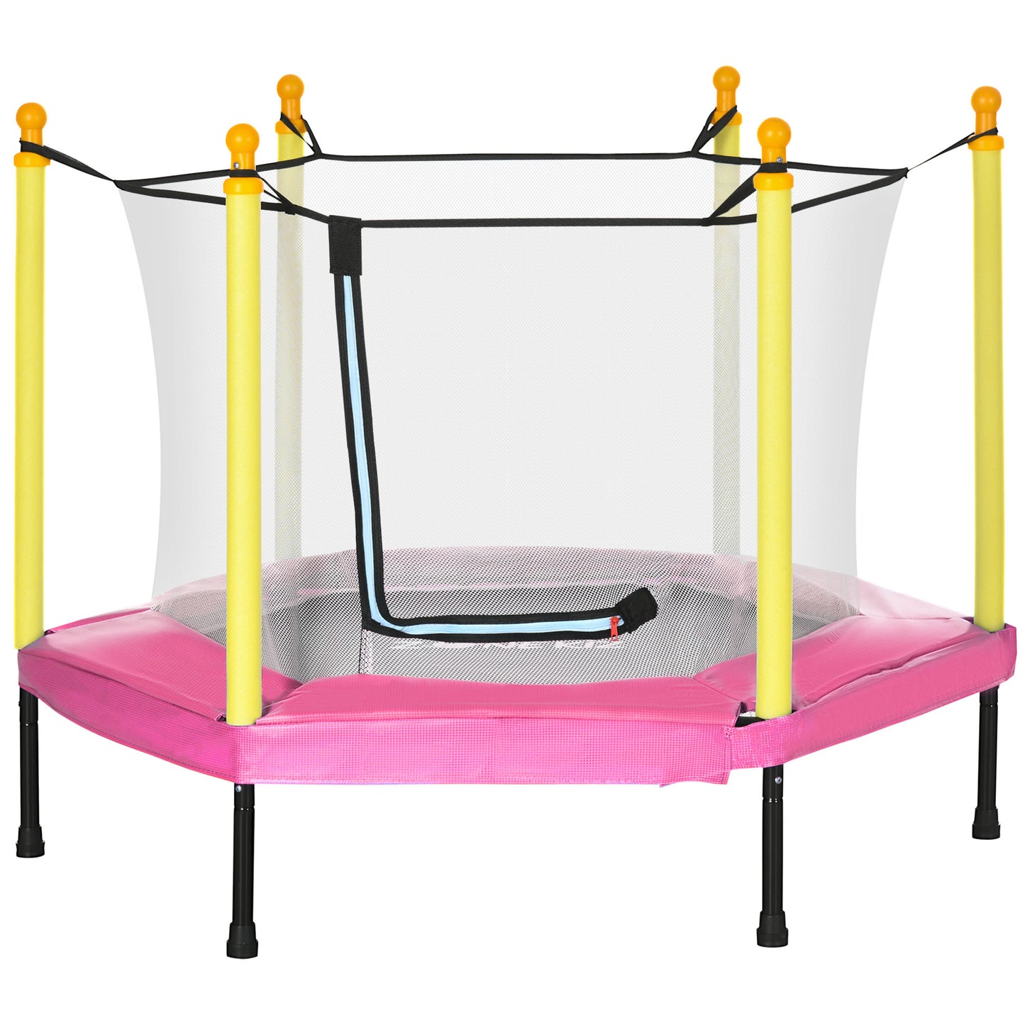 ZONEKIZ Trampolim para Crianças 95x85 cm com Rede de Segurança Trampolim Infantil para Crianças de 3-6 Anos para Interior Carga Máxima 50 kg 122x122x97 cm Rosa