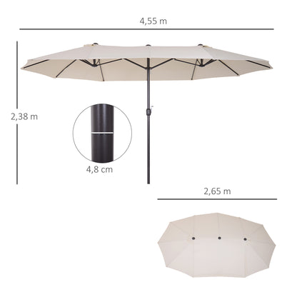 Outsunny Chapéu de Sol Duplo para Jardim 4,6x2,7x2,4m Chapéu de Sol Anti UV com Manivela para Exterior Bege