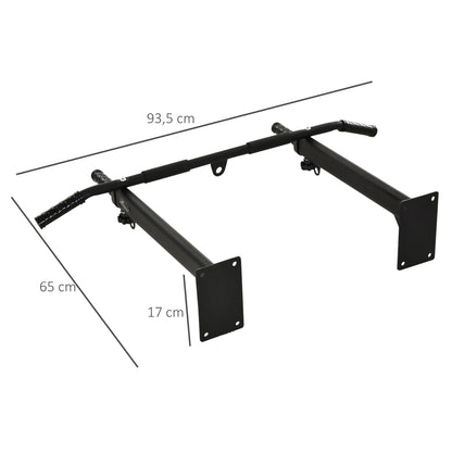 HOMCOM Barra de Elevações para Parede Treinamento Muscular Pull Up para Casa Carga Máxima 150kg 93,5x65x17 cm Preto