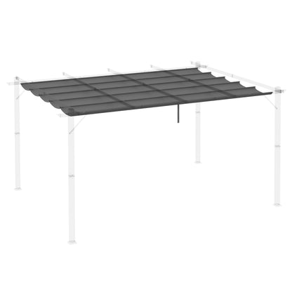 Outsunny Cobertura para Pérgola 3,5x2,5 m Teto de Substituição Retrátil para Pérgola com 10 Orifícios de Drenagem Cinza Escuro