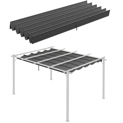 Outsunny Cobertura para Pérgola 3,5x2,5 m Teto de Substituição Retrátil para Pérgola com 10 Orifícios de Drenagem Cinza Escuro