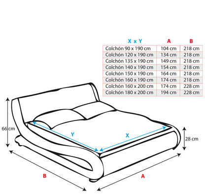 Cama de matrimonio de diseño Piccione en color blanco (160x200cm)