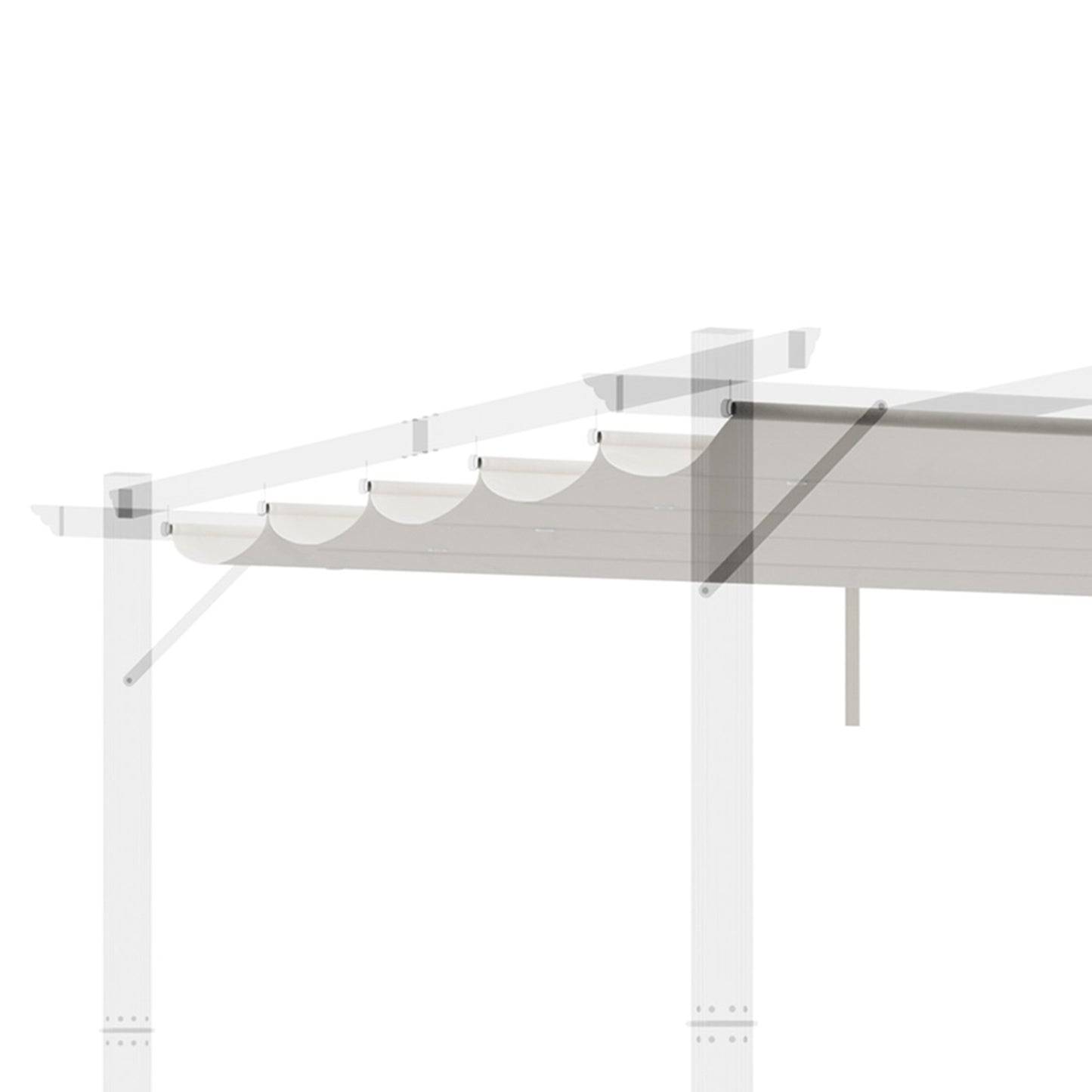 Outsunny Cobertura para Pérgola 2,5x2,55cm Teto de Substituição Retrátil para Pérgola com 10 Orifícios de Drenagem Creme