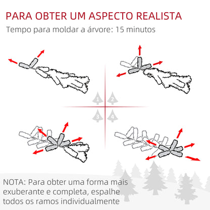 HOMCOM Árvore de Natal 180 cm Árvore de Natal Artificial Nevada com 150 Luzes LED 329 Ramos e Suporte de Metal Árvore de Natal para Sala de Estar Verde e Branco