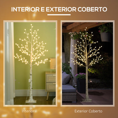 Árvore Sintética Altura 150cm com 120 Luzes LED IP44 Ajustável em 3 Modos Ramos Flexíveis e Base de Candeeiro Árvore de Decoração de Natal para Interiores 20x20x150cm Branco