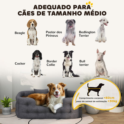 PawHut Cama para Cães Grandes Cama para Animais de Estimação com 2 Almofadas Cama para Cães com Base Antiderrapante Capa Amovível e Lavável 110x70x35 cm Cinza