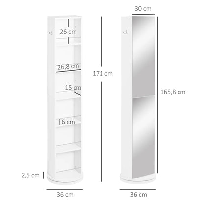 Armário Alto Vinci Giratório com Espelho - Design Nórdico